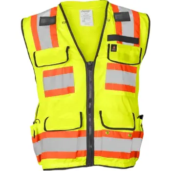 land surveying high visible orange safety vest for road work